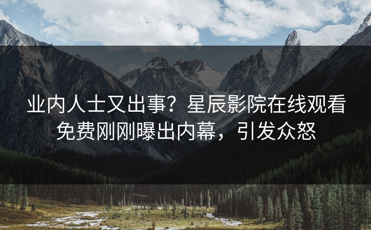业内人士又出事？星辰影院在线观看免费刚刚曝出内幕，引发众怒