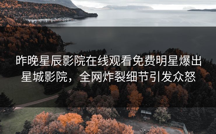 昨晚星辰影院在线观看免费明星爆出星城影院，全网炸裂细节引发众怒