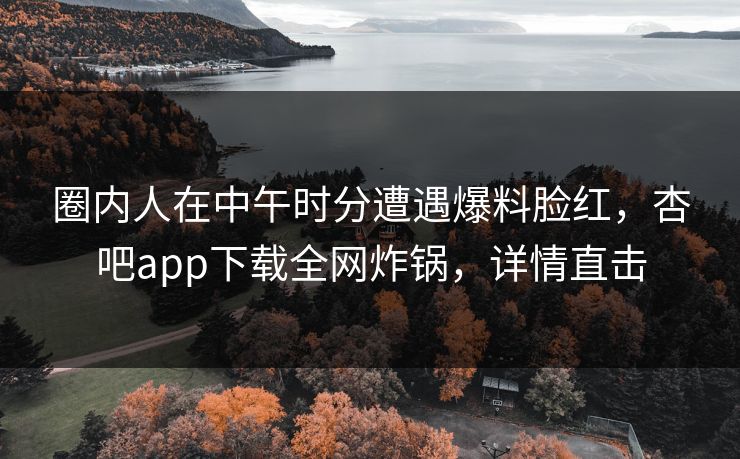 圈内人在中午时分遭遇爆料脸红，杏吧app下载全网炸锅，详情直击