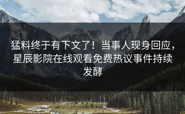 猛料终于有下文了！当事人现身回应，星辰影院在线观看免费热议事件持续发酵